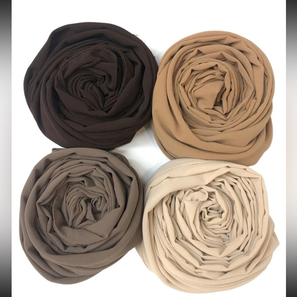 4pcs/set Solid Color Chiffon Versatile And Lightweight Hijab Shawl Scarf.